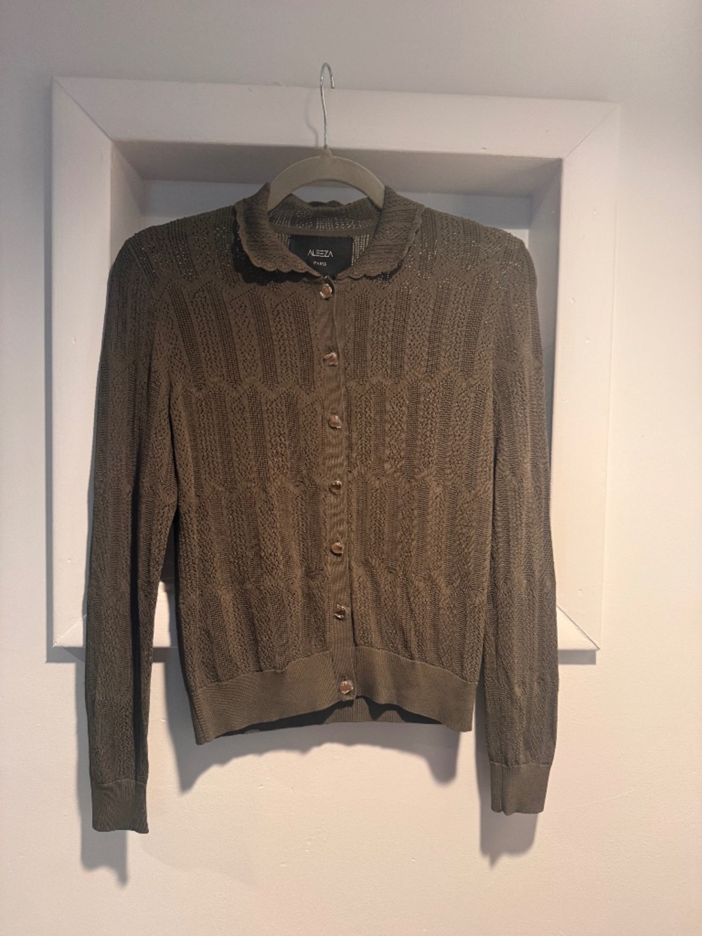 Aleeza Paris knit button down cardigan in green